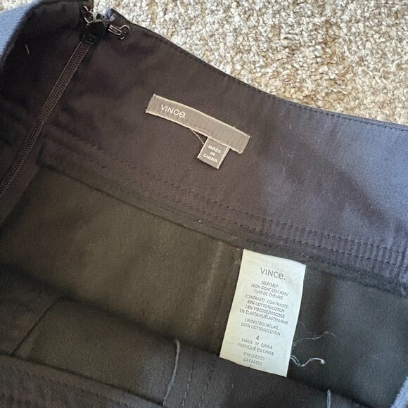 Vince Goat Leather Skirt Black Pleated Womens Designer Size 4 - Picture 3 of 4